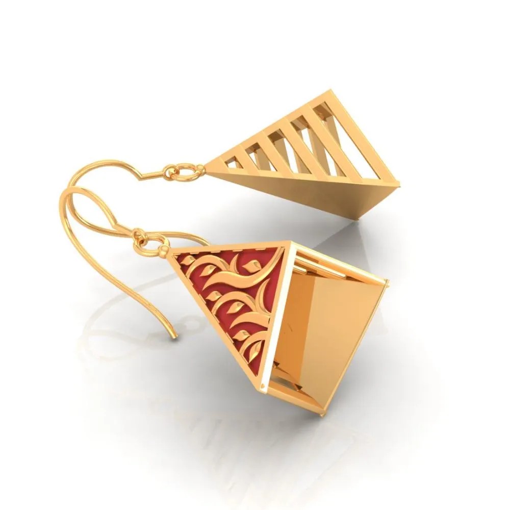 22k Magnificent Reddish-conical Gold Earrings