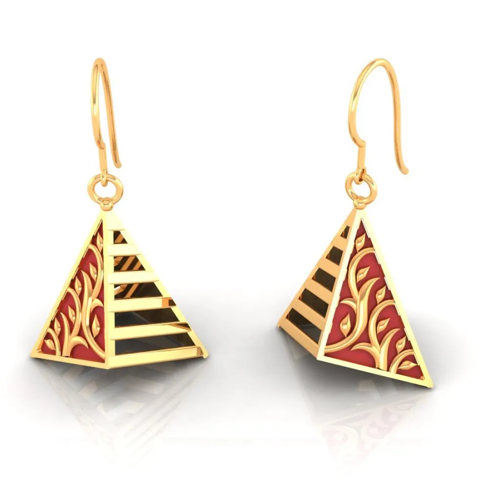22k Magnificent Reddish-conical Gold Earrings