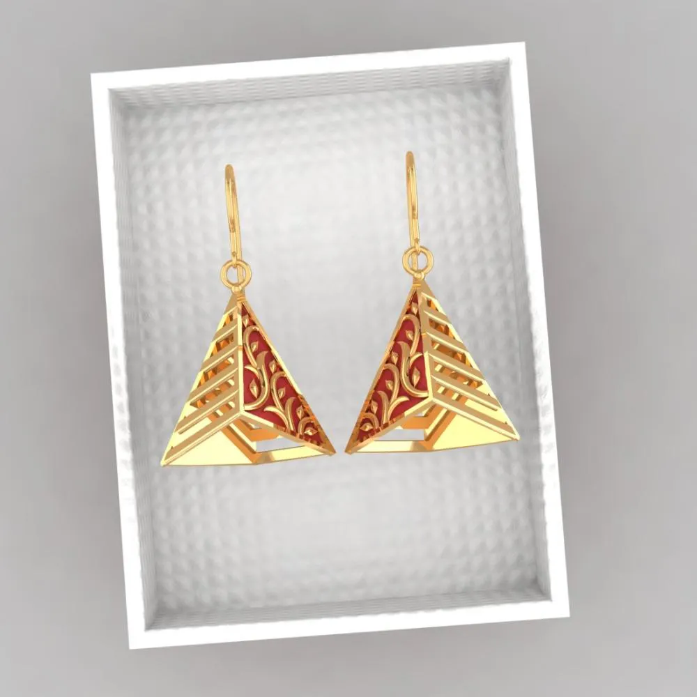 22k Magnificent Reddish-conical Gold Earrings