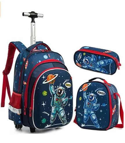 3D Unicorn Design Kids Girls School Trolley Backpack Set