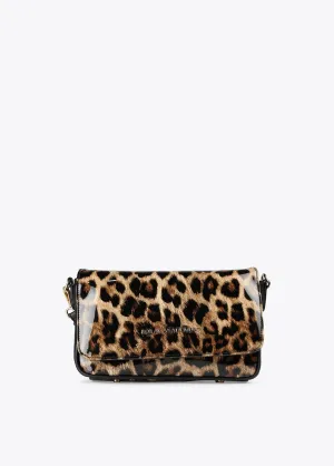 Animal print laminated effect crossbody bag
