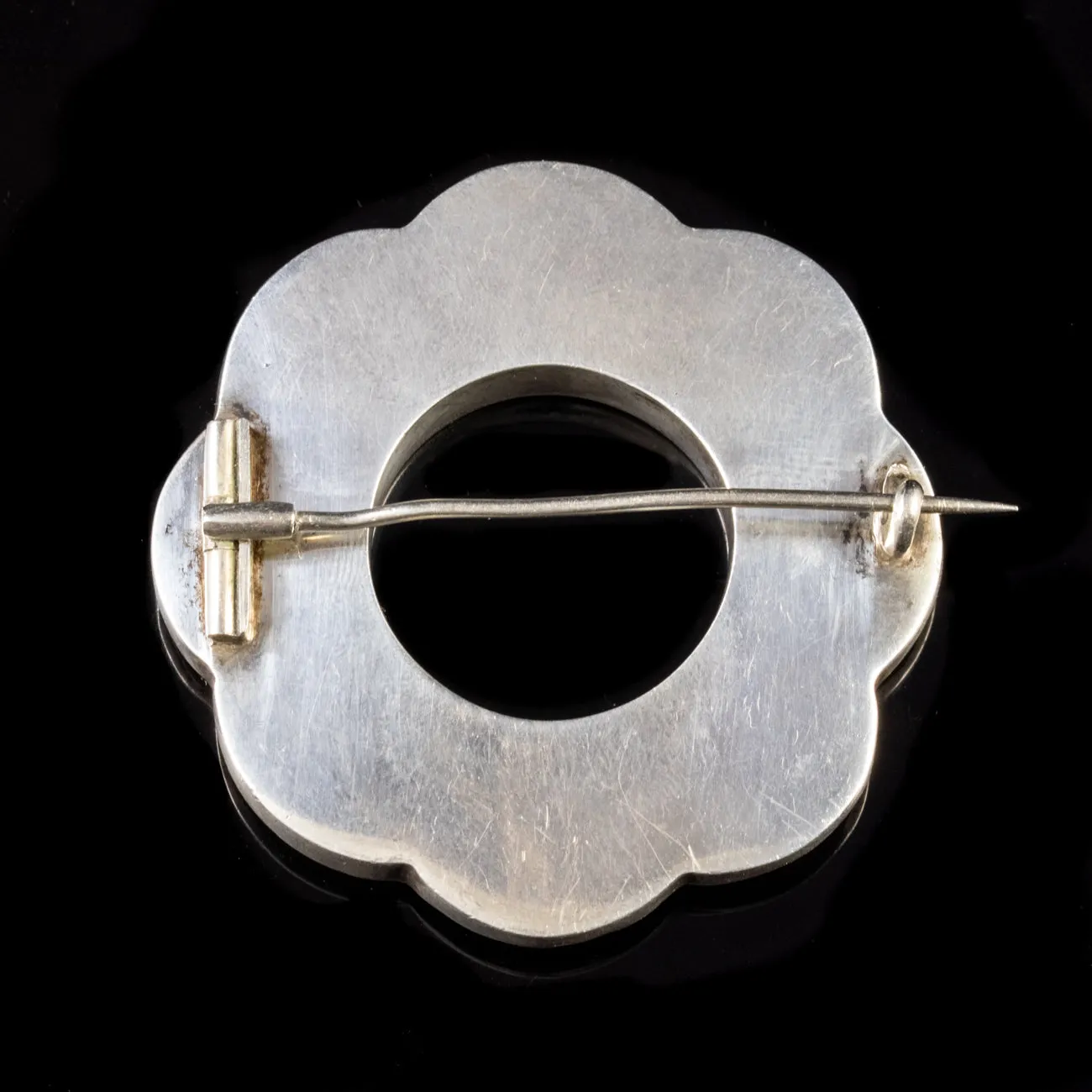 Antique Victorian Scottish Agate Brooch Sterling Silver Circa 1860