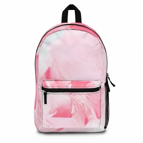 Backpack for School/Work/Travel - Waterproof Fabric, Pink Flower