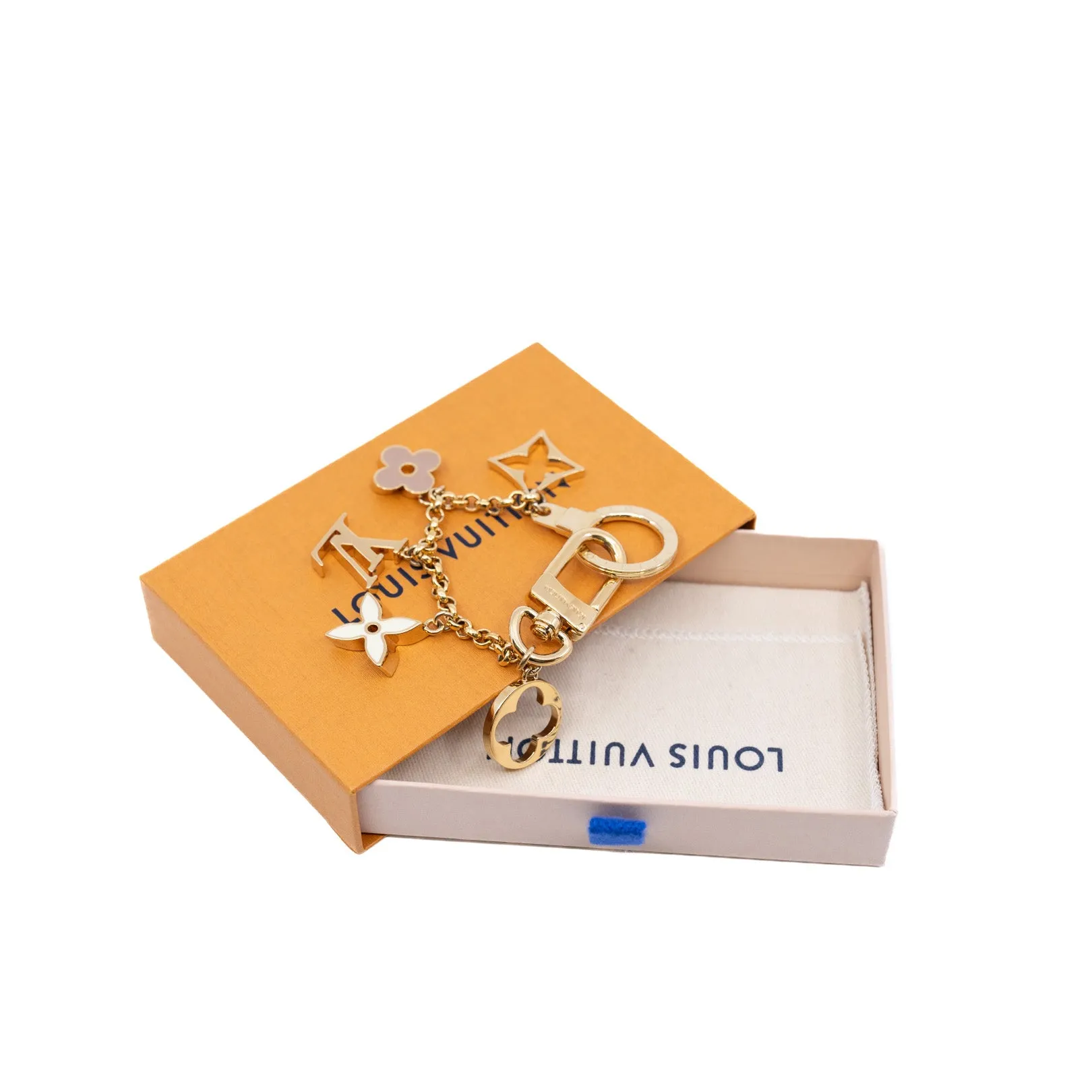 bag charm chain ghw monogram white pink