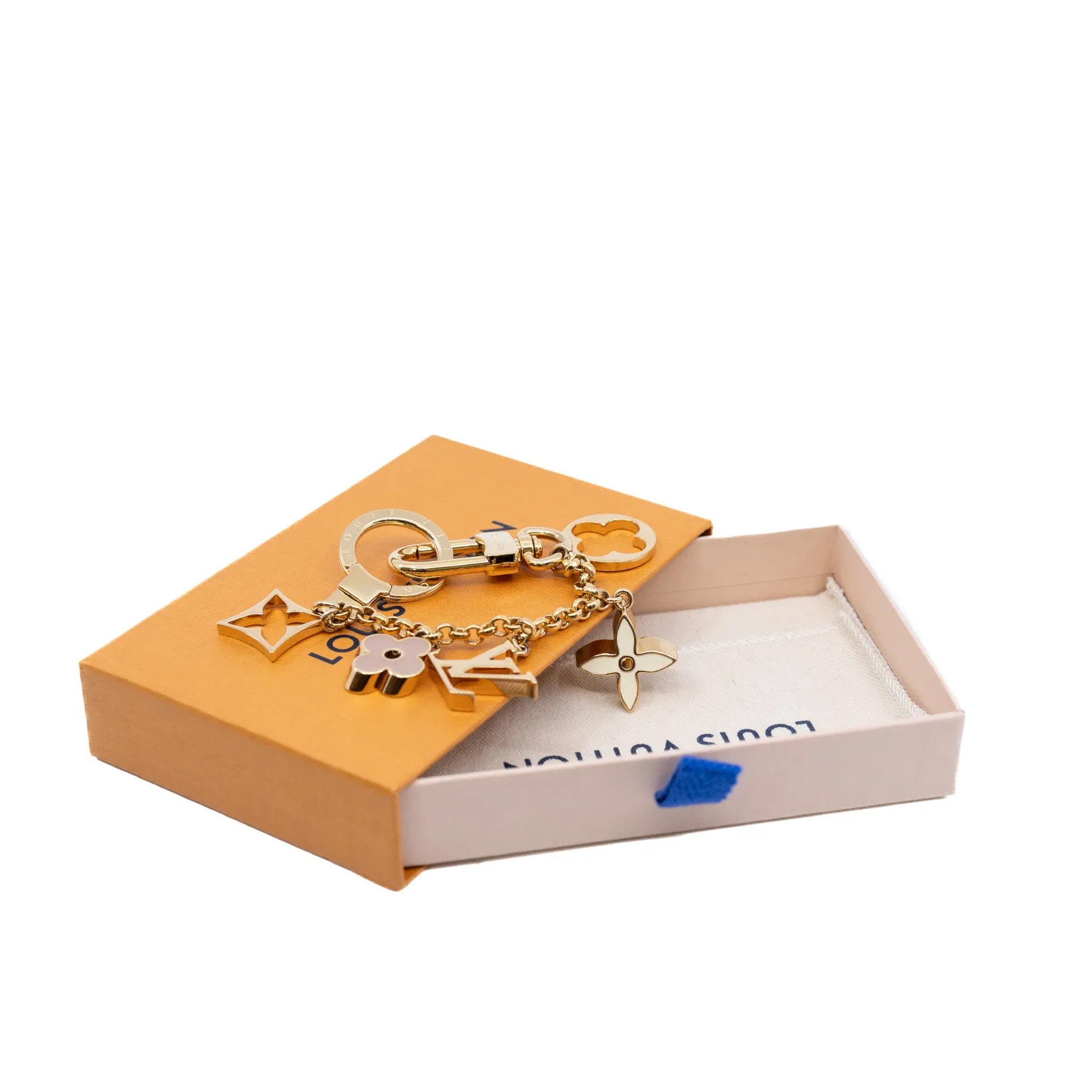 bag charm chain ghw monogram white pink