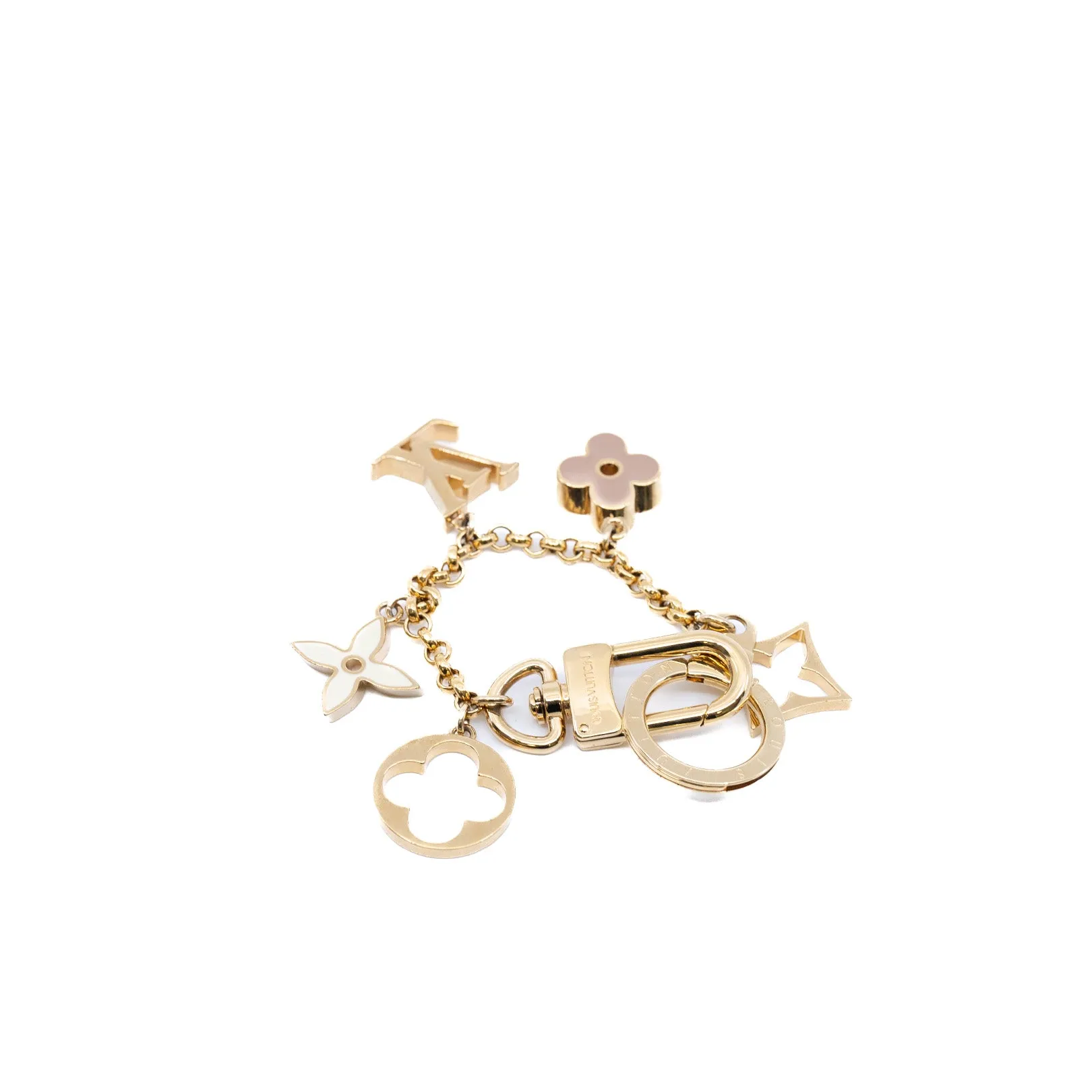 bag charm chain ghw monogram white pink