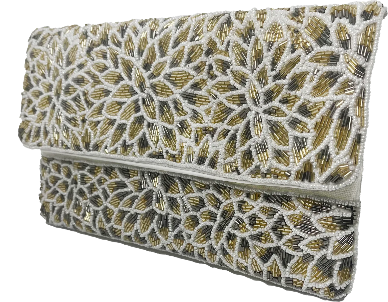 BEADED SILVER & GOLD CLUTCH