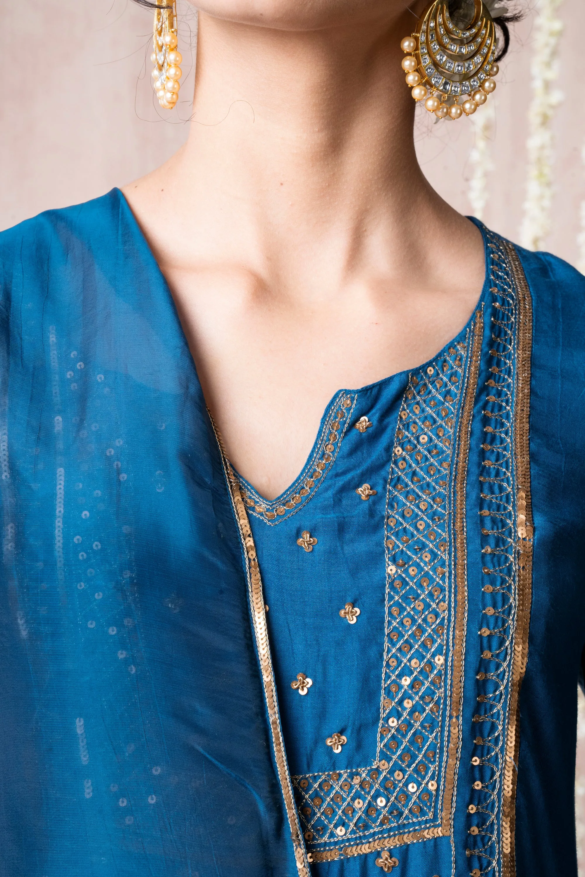 Bhargavi Teal Blue Muslin Suit Set