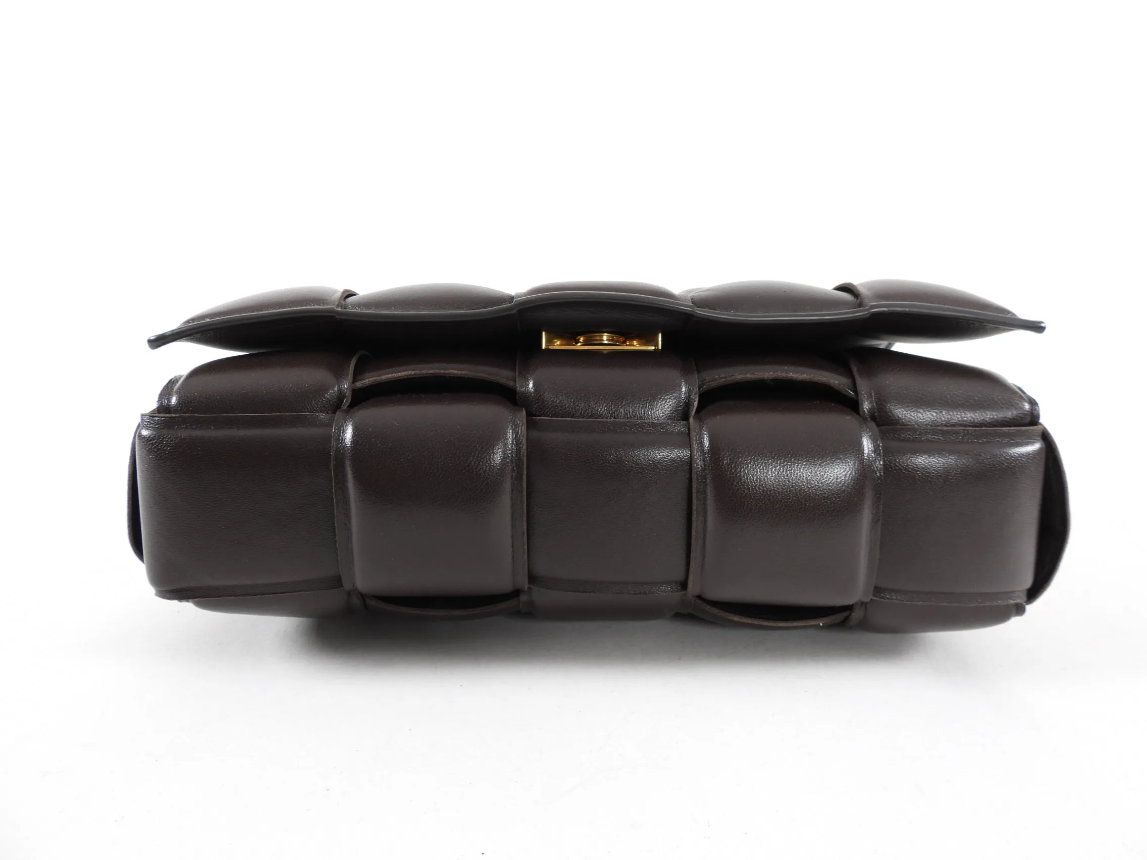 Bottega Veneta Padded Casette Chain Dark Brown Leather Bag