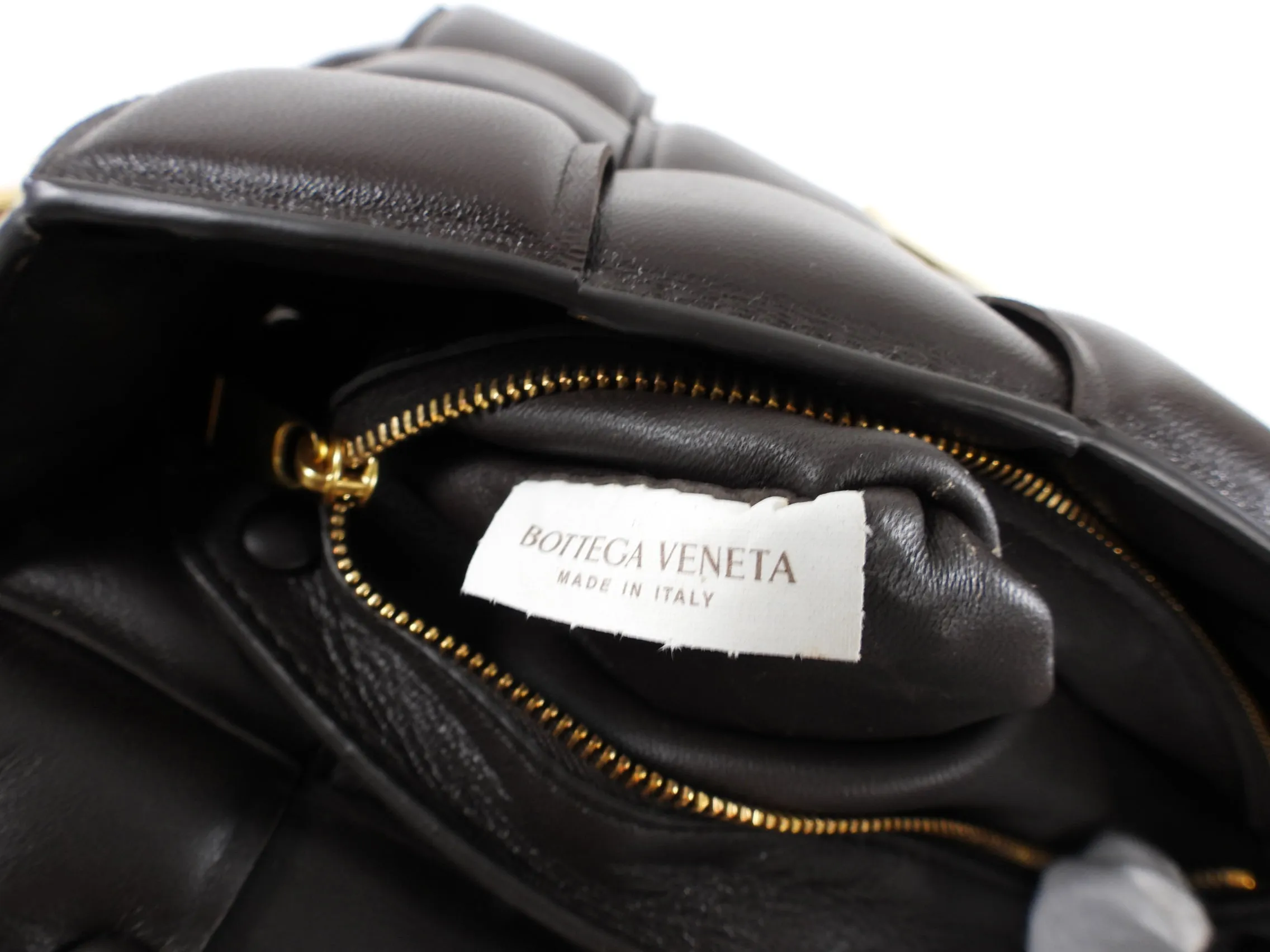 Bottega Veneta Padded Casette Chain Dark Brown Leather Bag