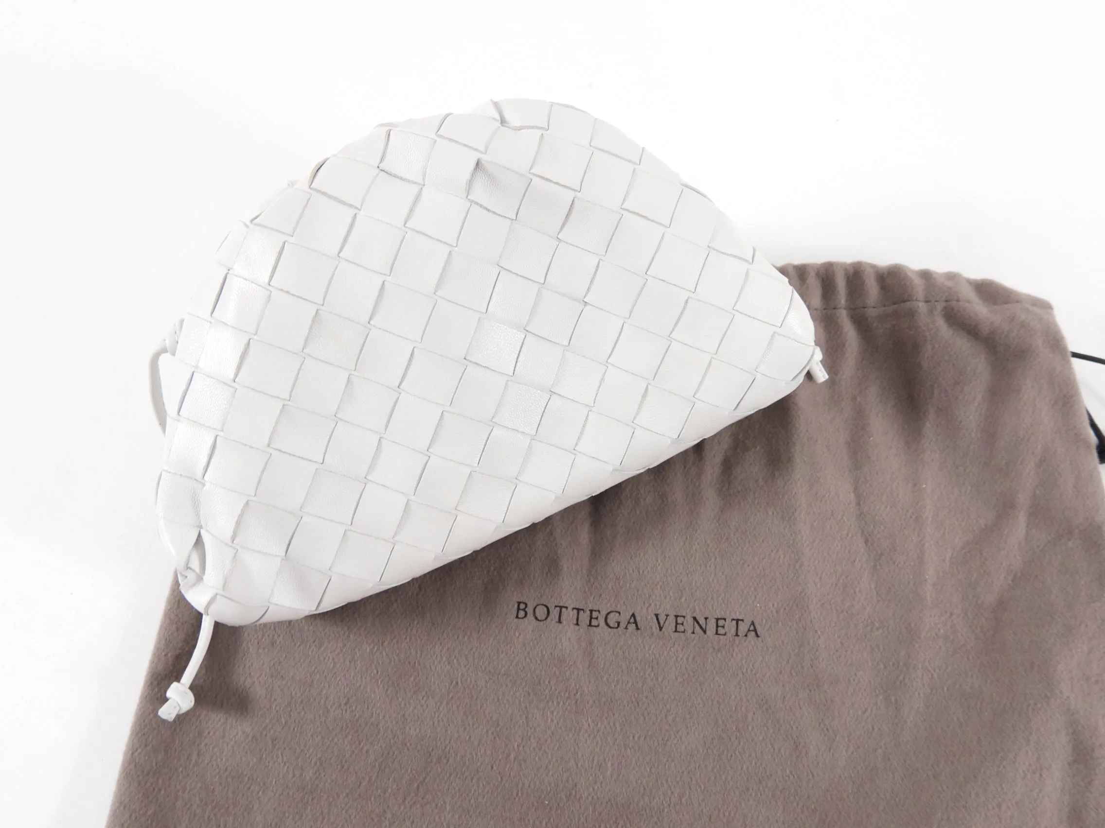 Bottega Veneta White Intrecciato Leather Mini The Pouch Bag