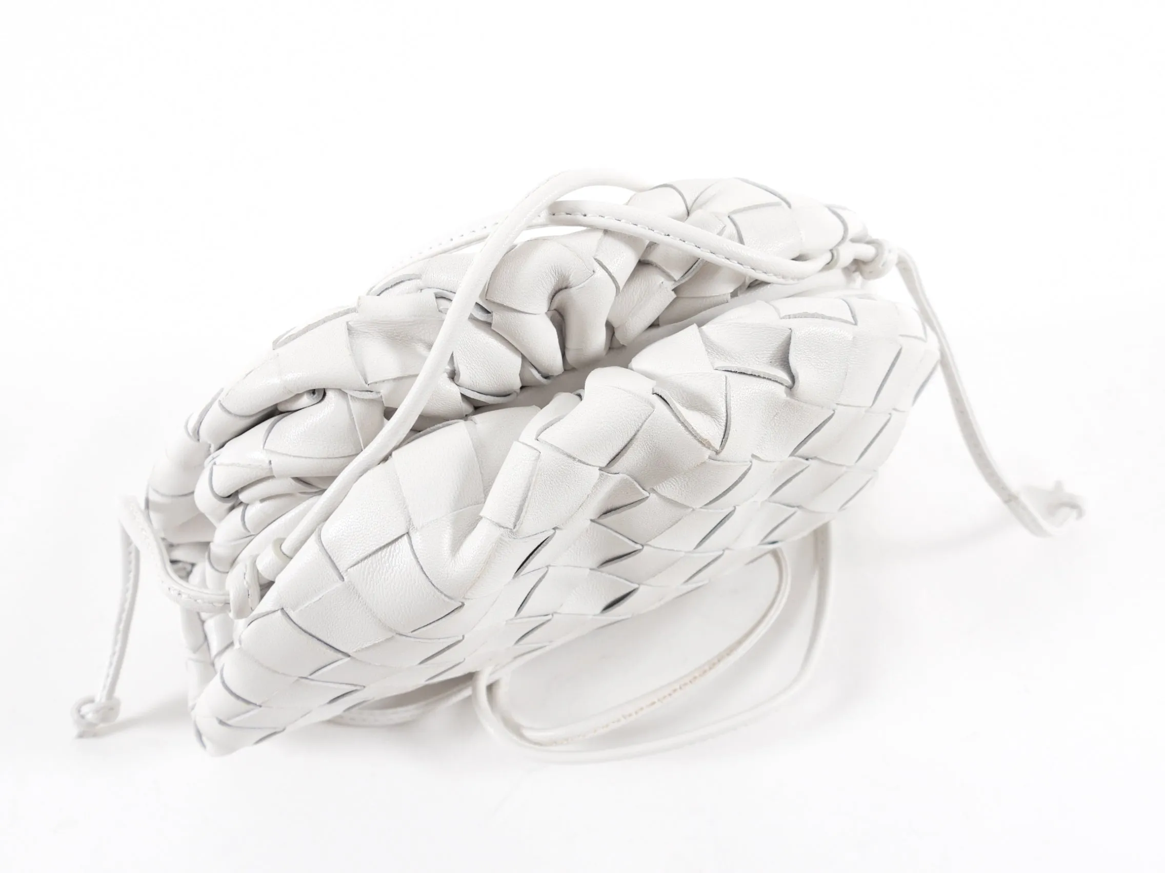 Bottega Veneta White Intrecciato Leather Mini The Pouch Bag