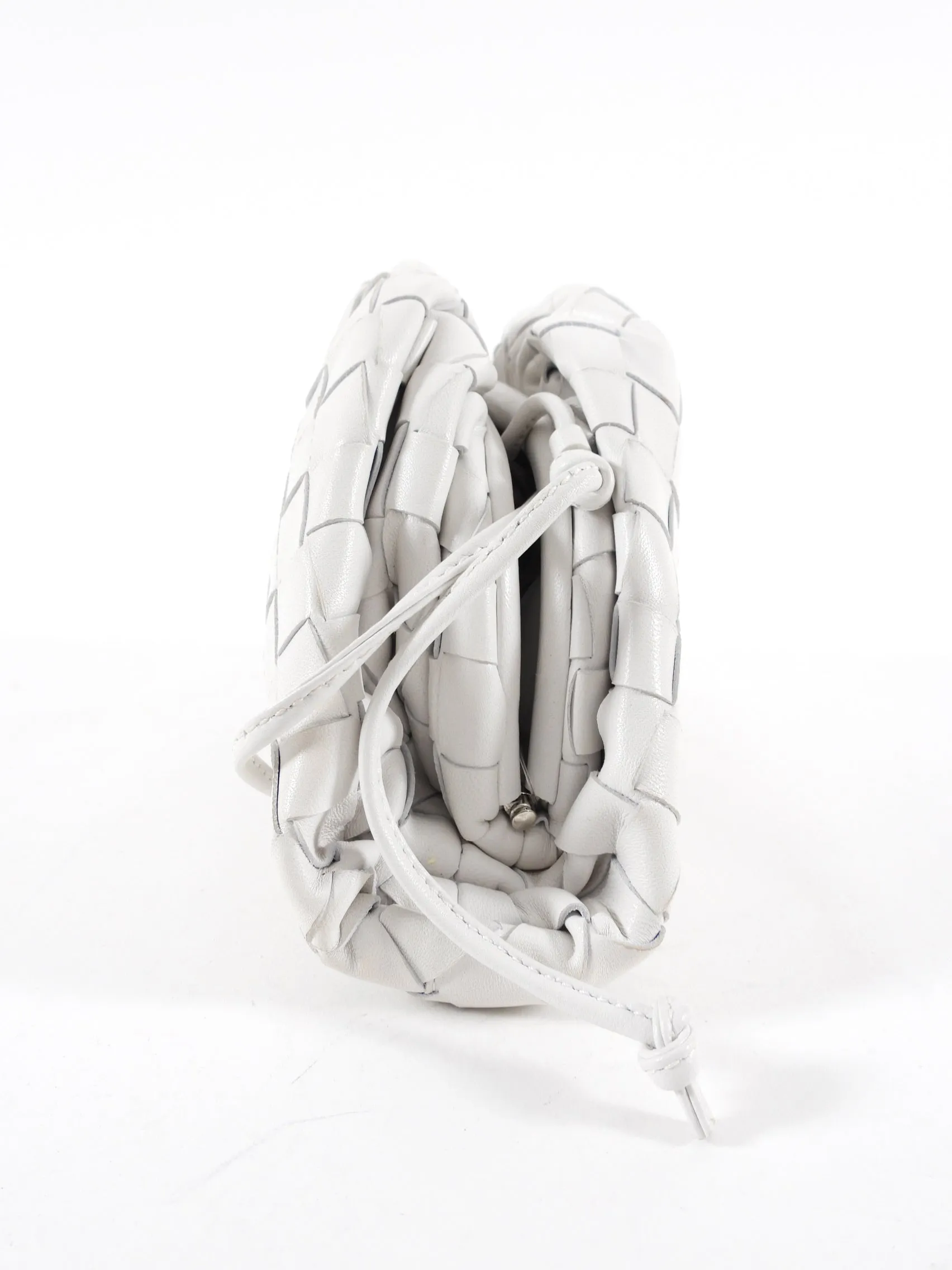 Bottega Veneta White Intrecciato Leather Mini The Pouch Bag
