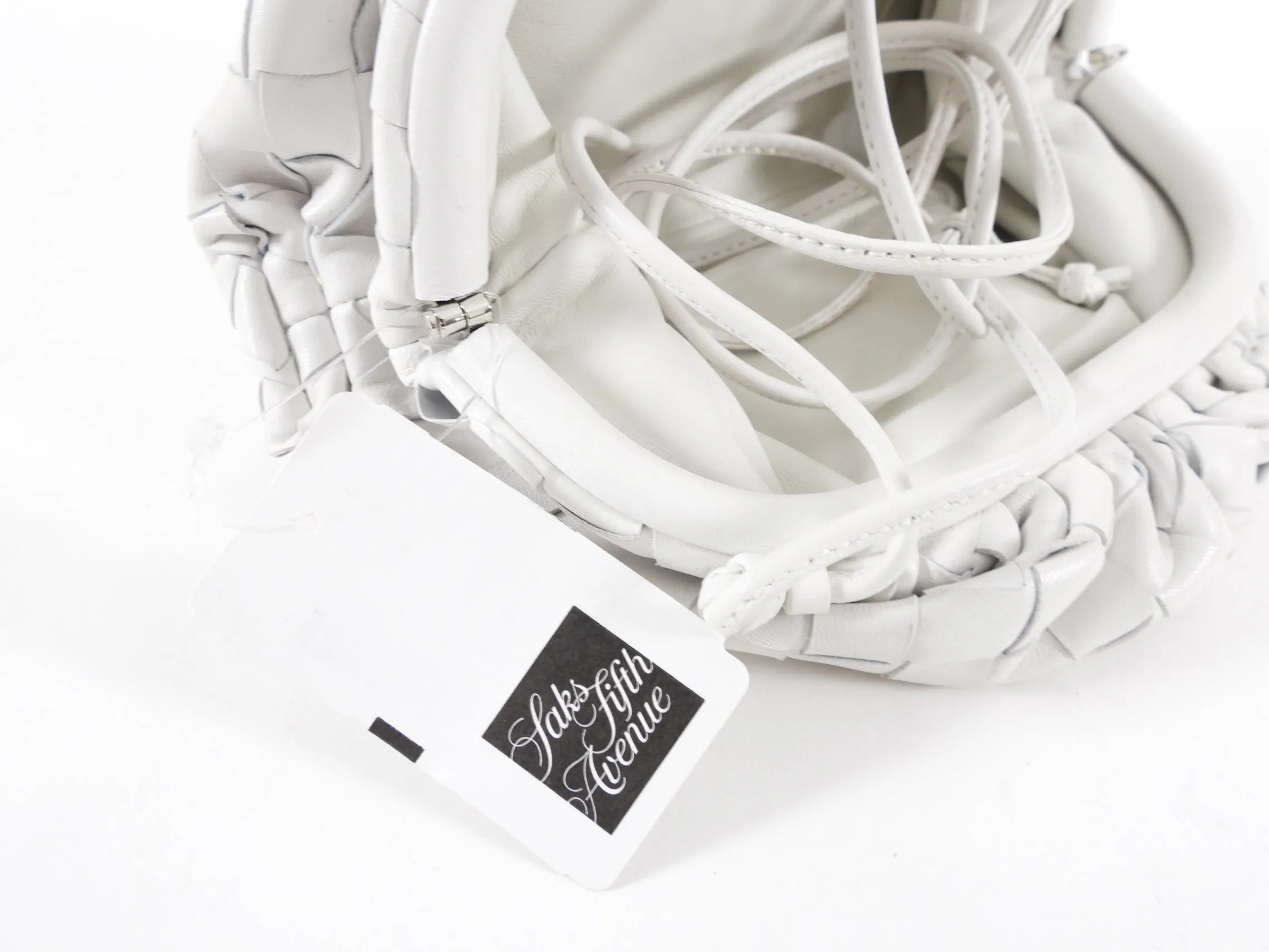 Bottega Veneta White Intrecciato Leather Mini The Pouch Bag