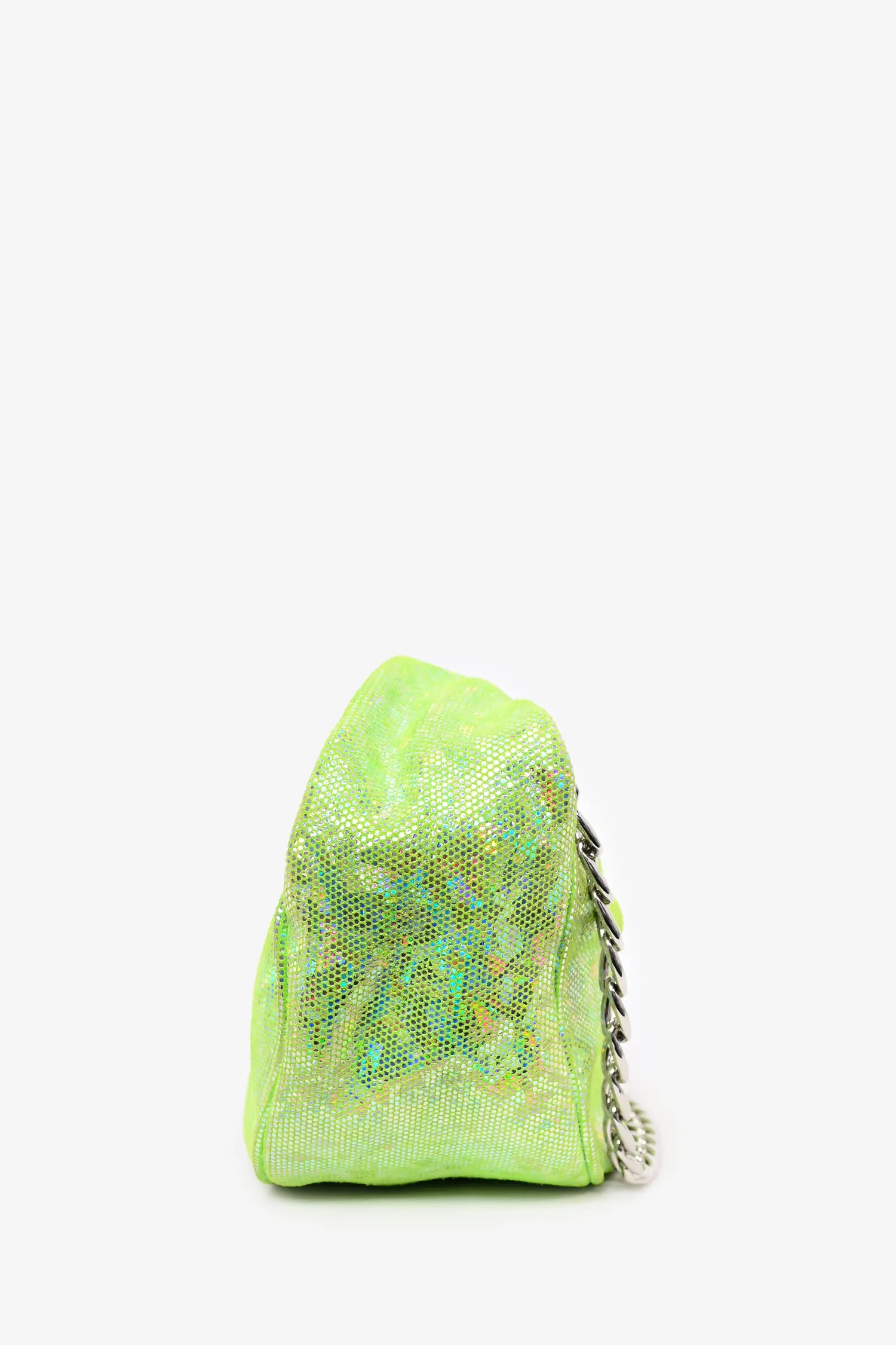 By Far Green Metallic Baby 'Cush' Mini Bag with Chain