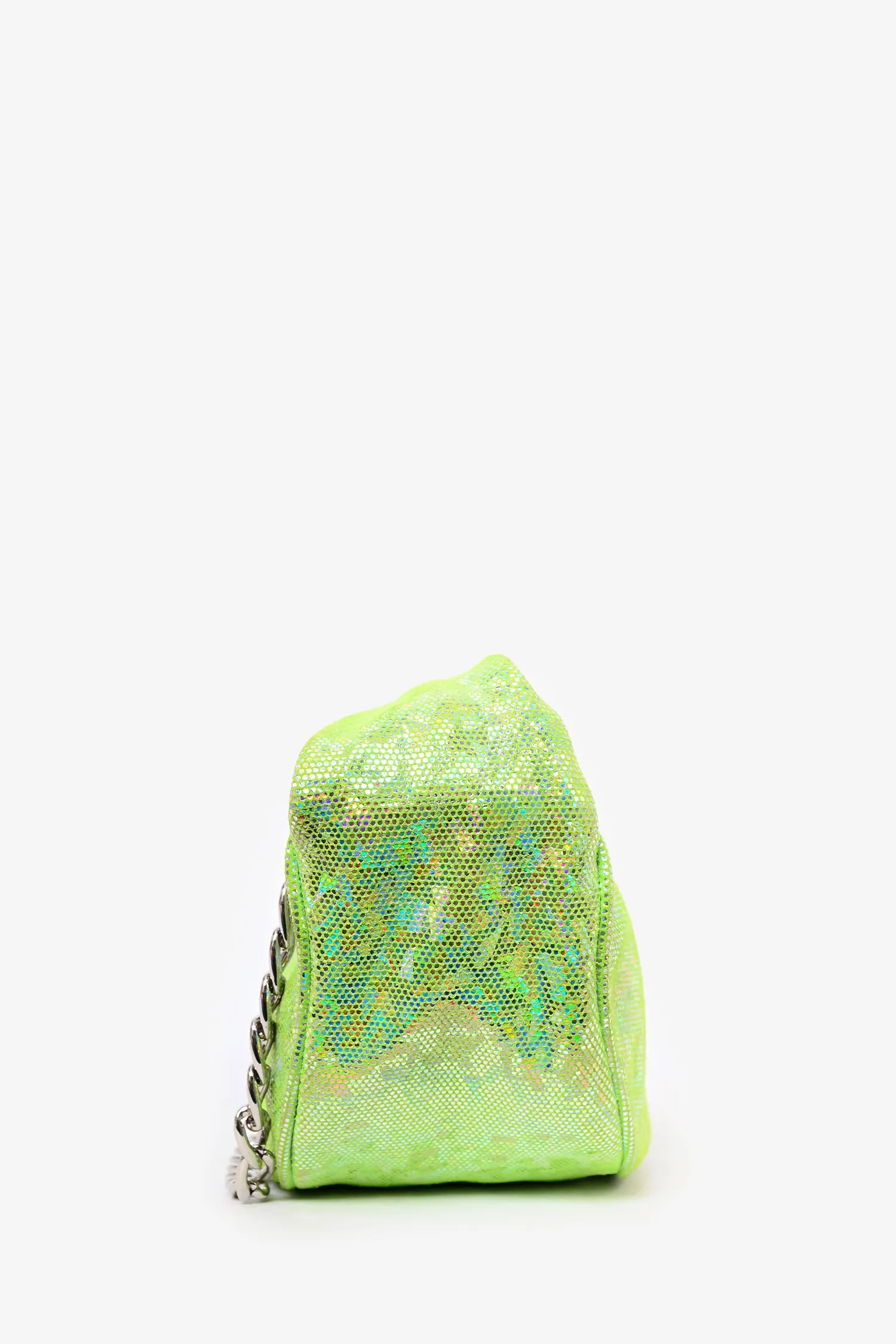 By Far Green Metallic Baby 'Cush' Mini Bag with Chain