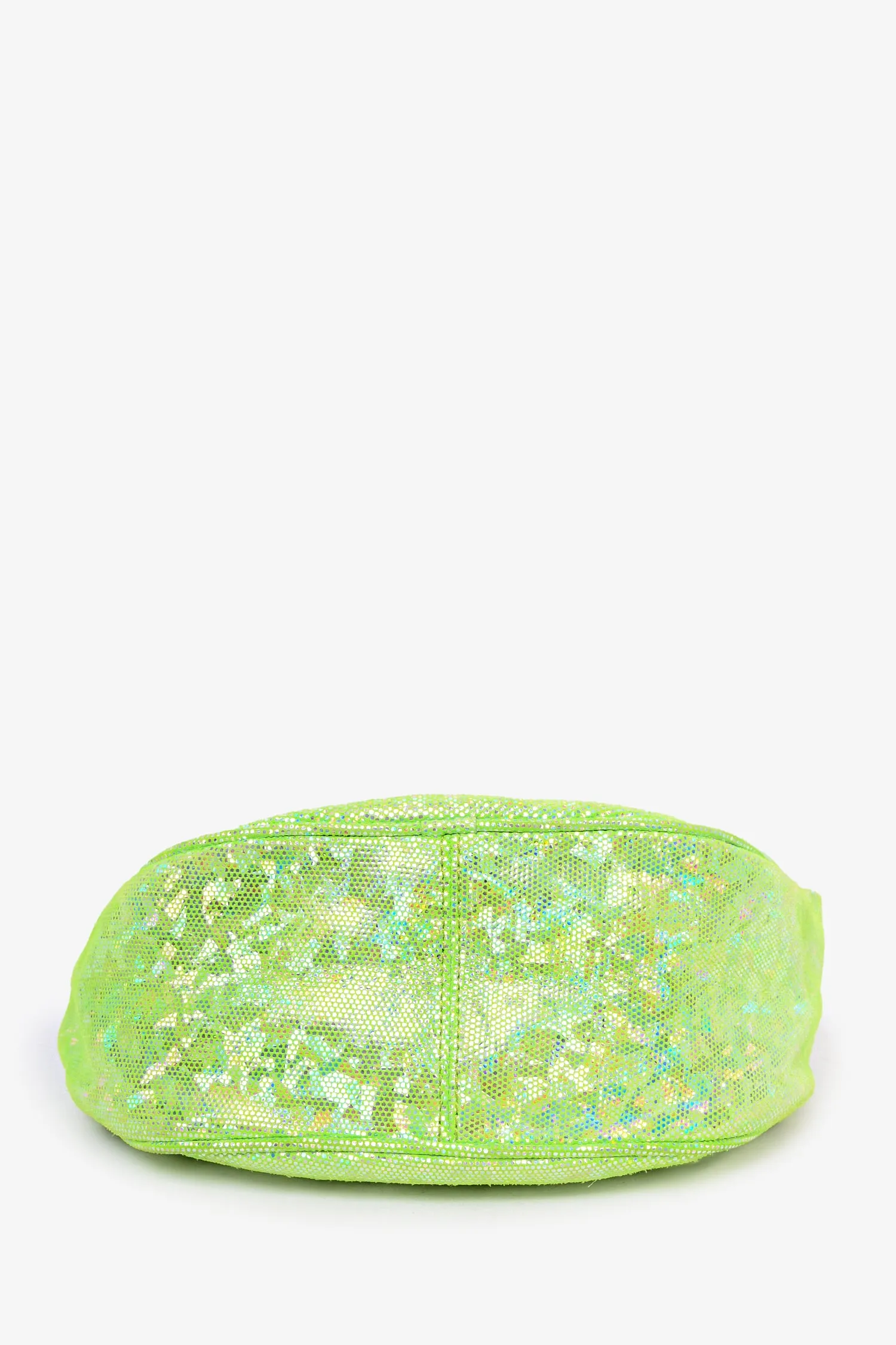 By Far Green Metallic Baby 'Cush' Mini Bag with Chain