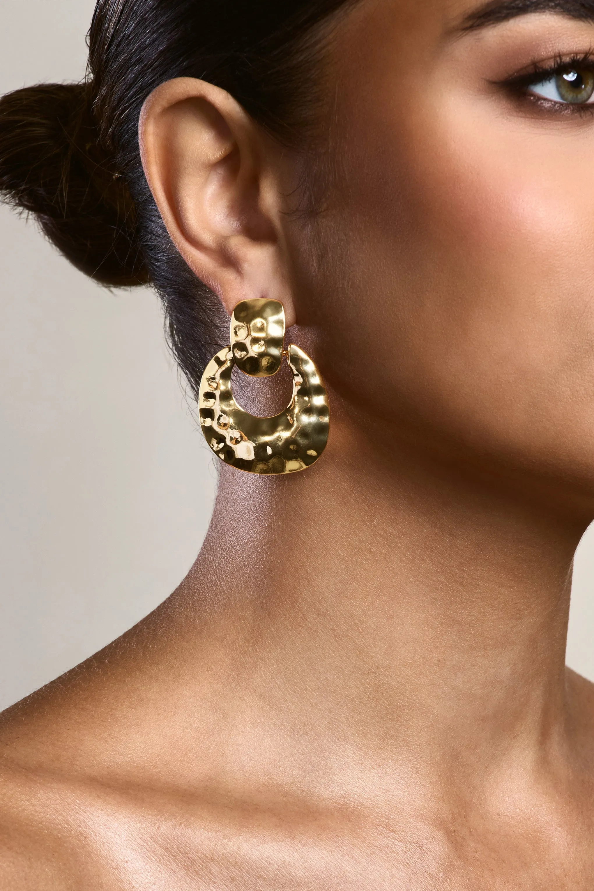 Cecille | Gold Hammered Earrings