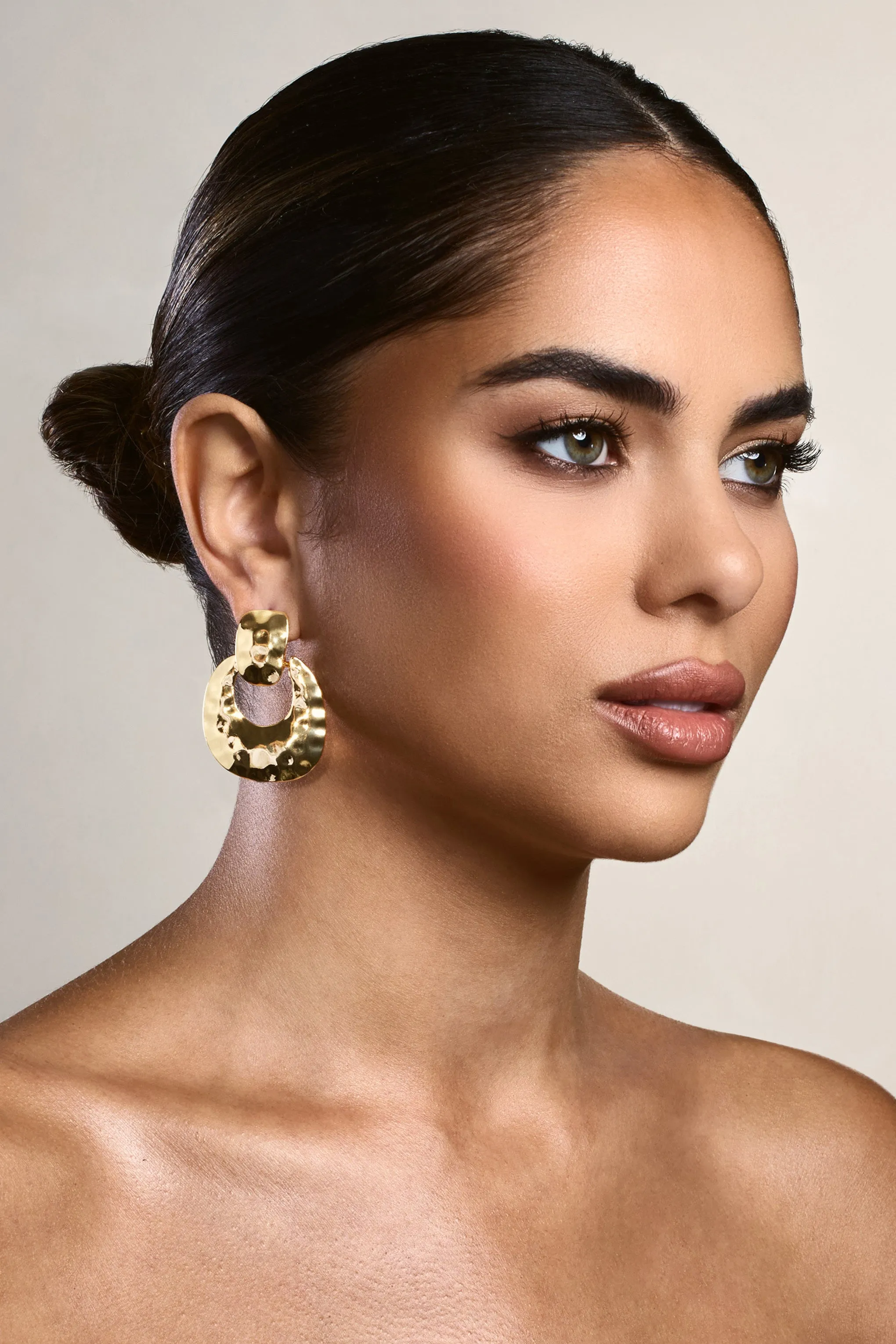Cecille | Gold Hammered Earrings