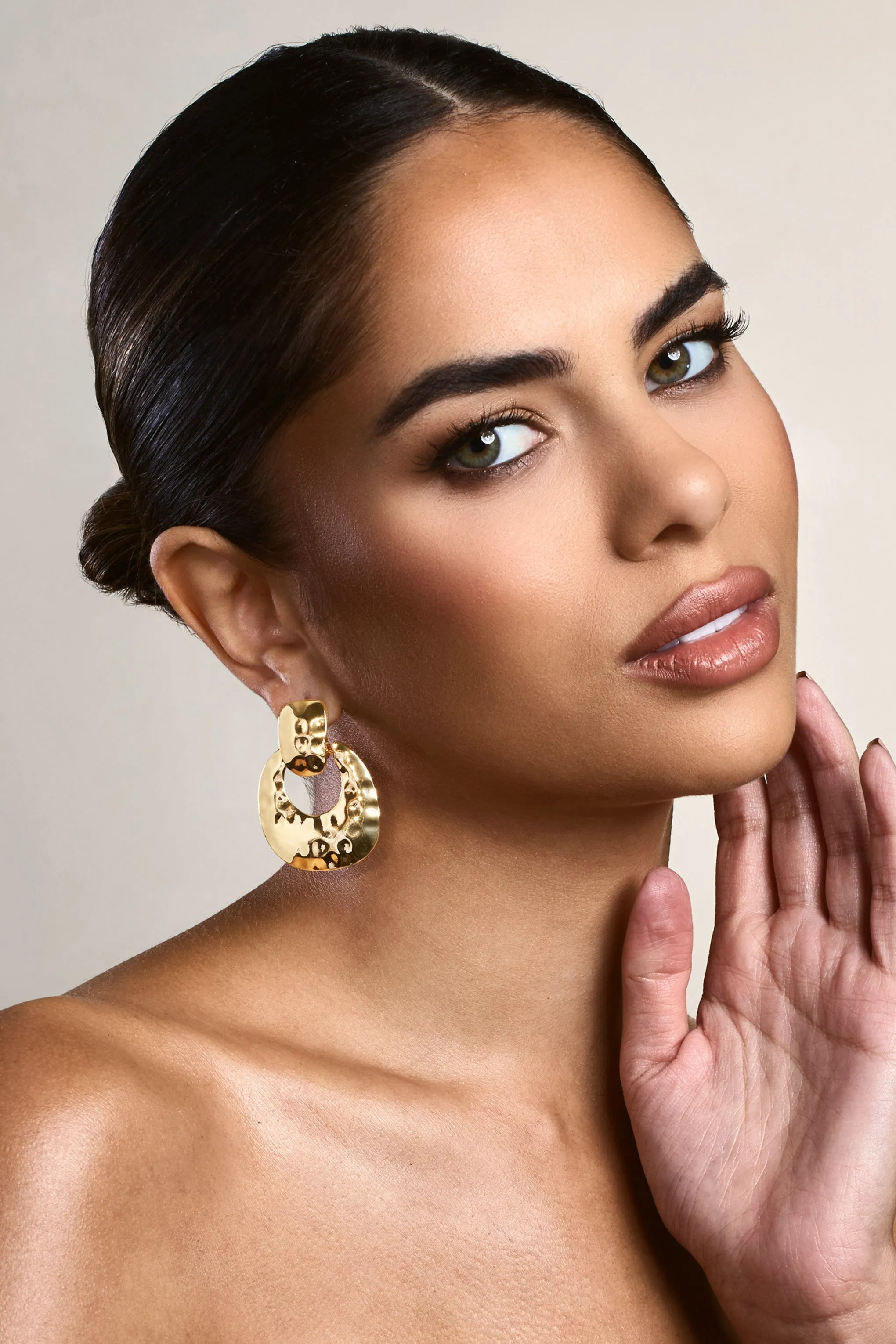 Cecille | Gold Hammered Earrings