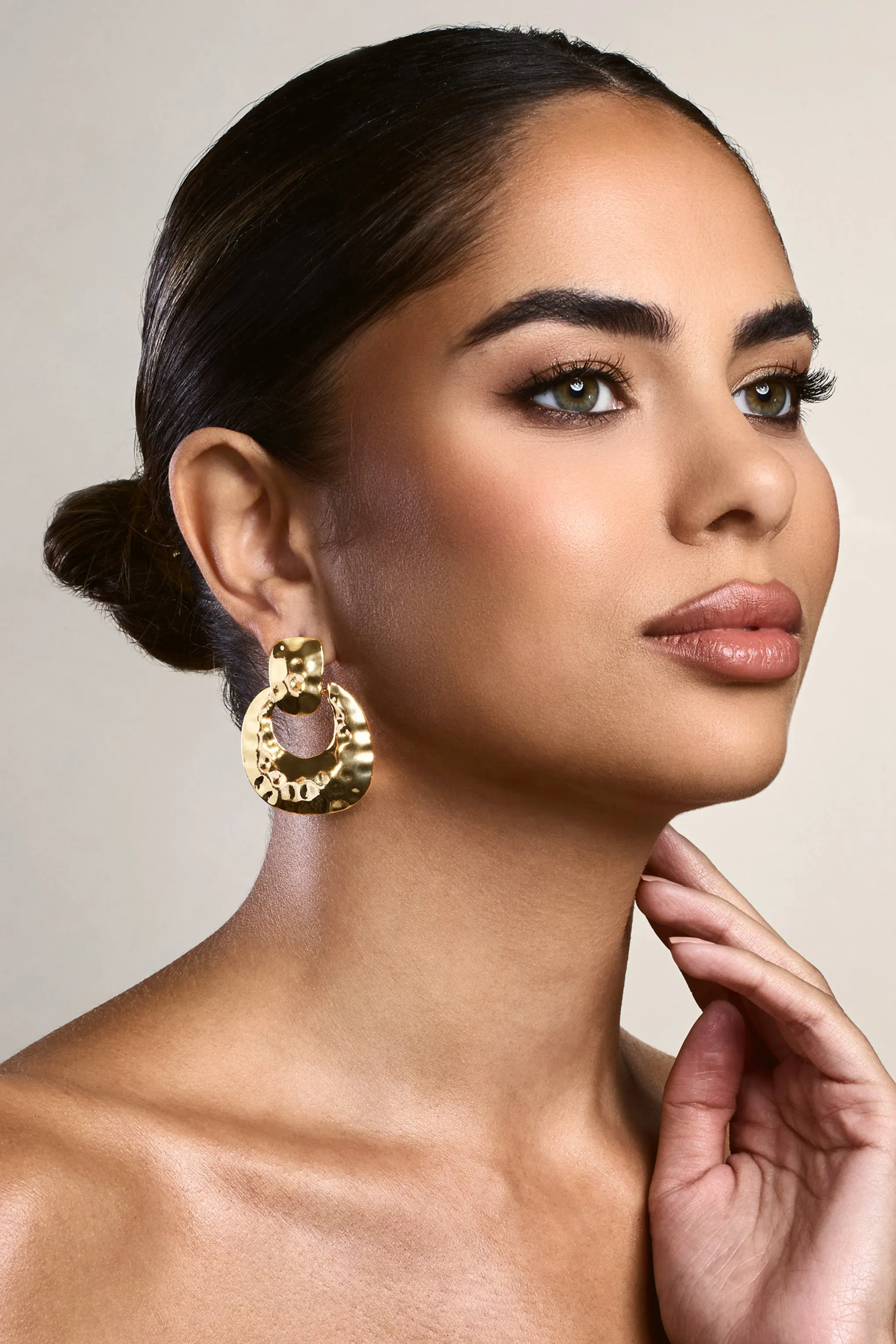 Cecille | Gold Hammered Earrings