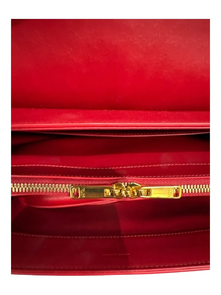Celine Red Leather Turnlock Gold Hardware Flap Top Handle Bag