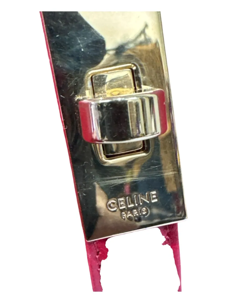 Celine Red Leather Turnlock Gold Hardware Flap Top Handle Bag