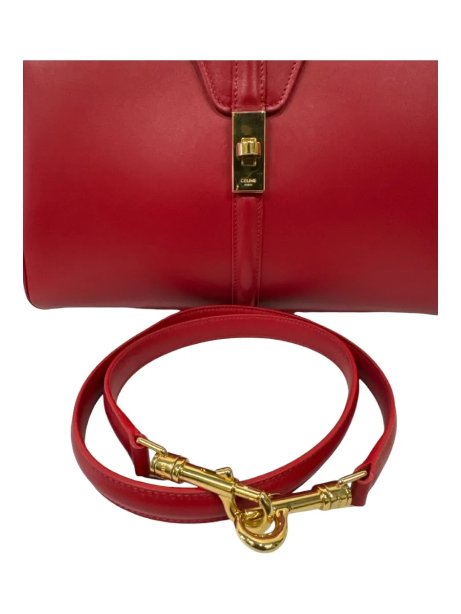 Celine Red Leather Turnlock Gold Hardware Flap Top Handle Bag