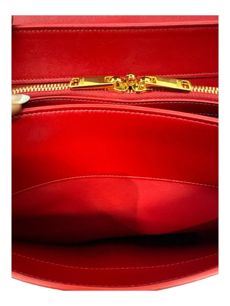 Celine Red Leather Turnlock Gold Hardware Flap Top Handle Bag