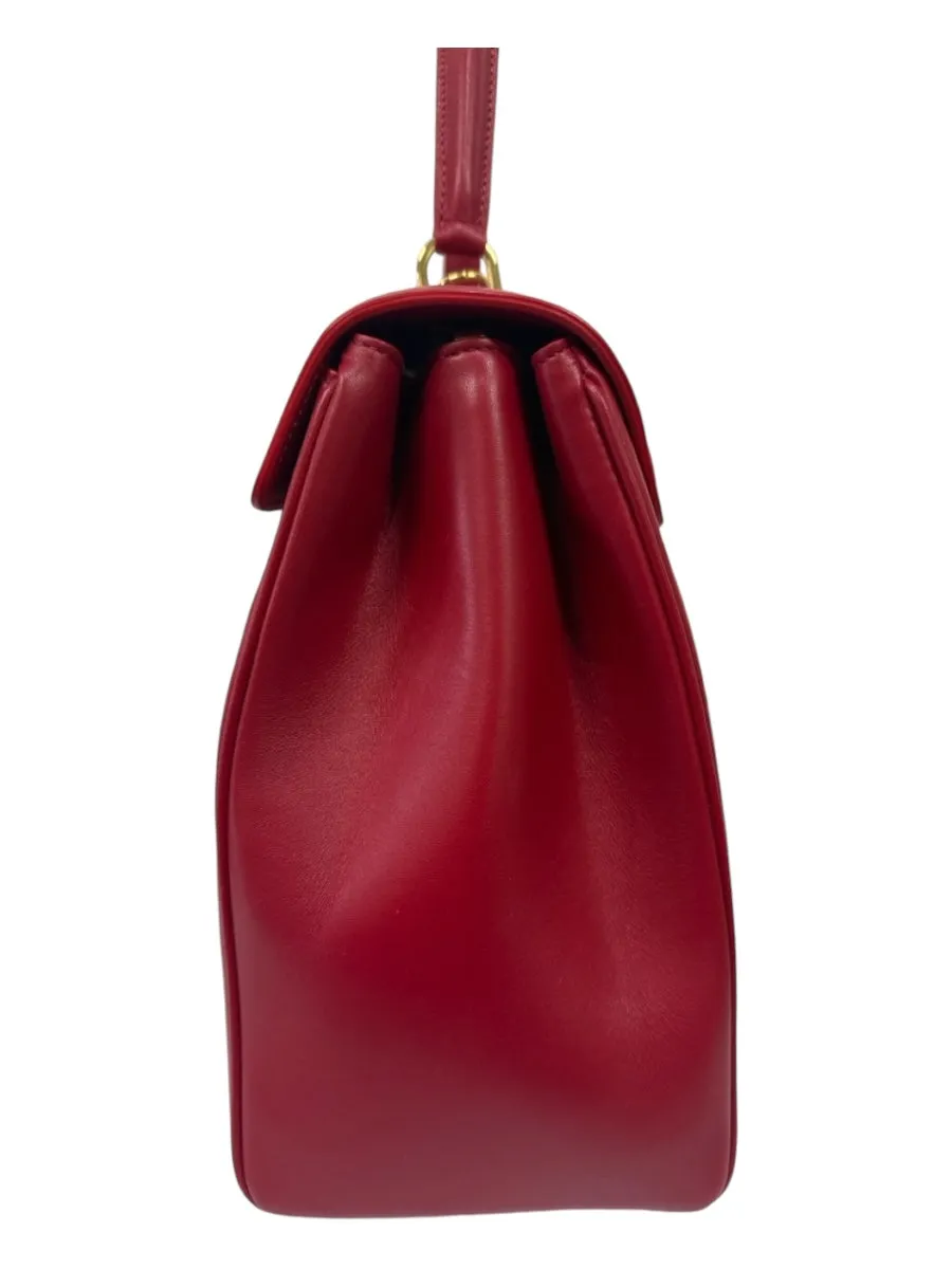 Celine Red Leather Turnlock Gold Hardware Flap Top Handle Bag