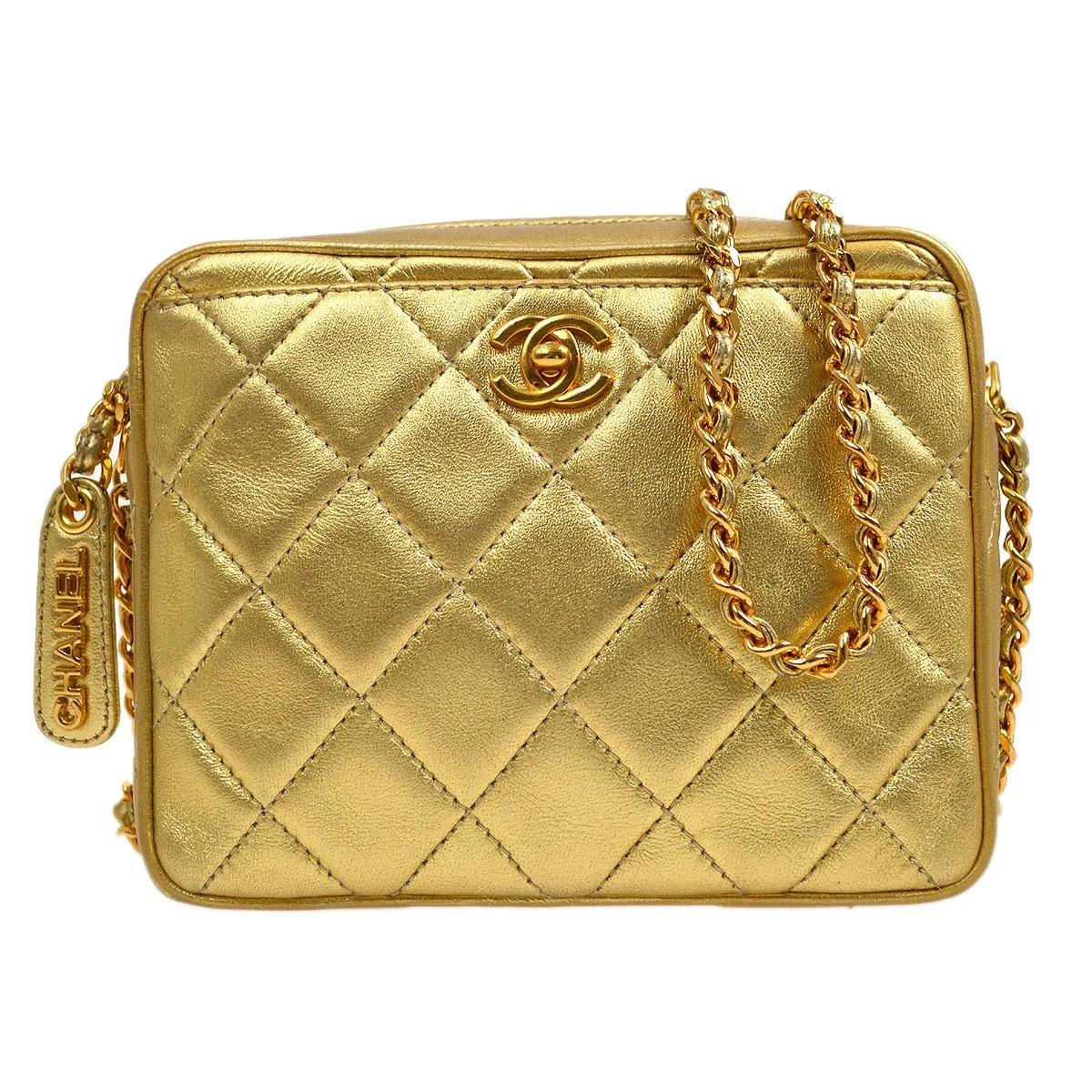 CHANEL 1996-1997 Gold Lambskin Camera Bag Mini 41954