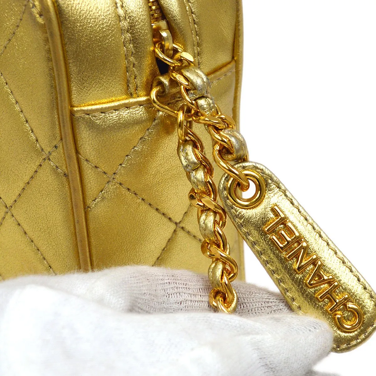 CHANEL 1996-1997 Gold Lambskin Camera Bag Mini 41954