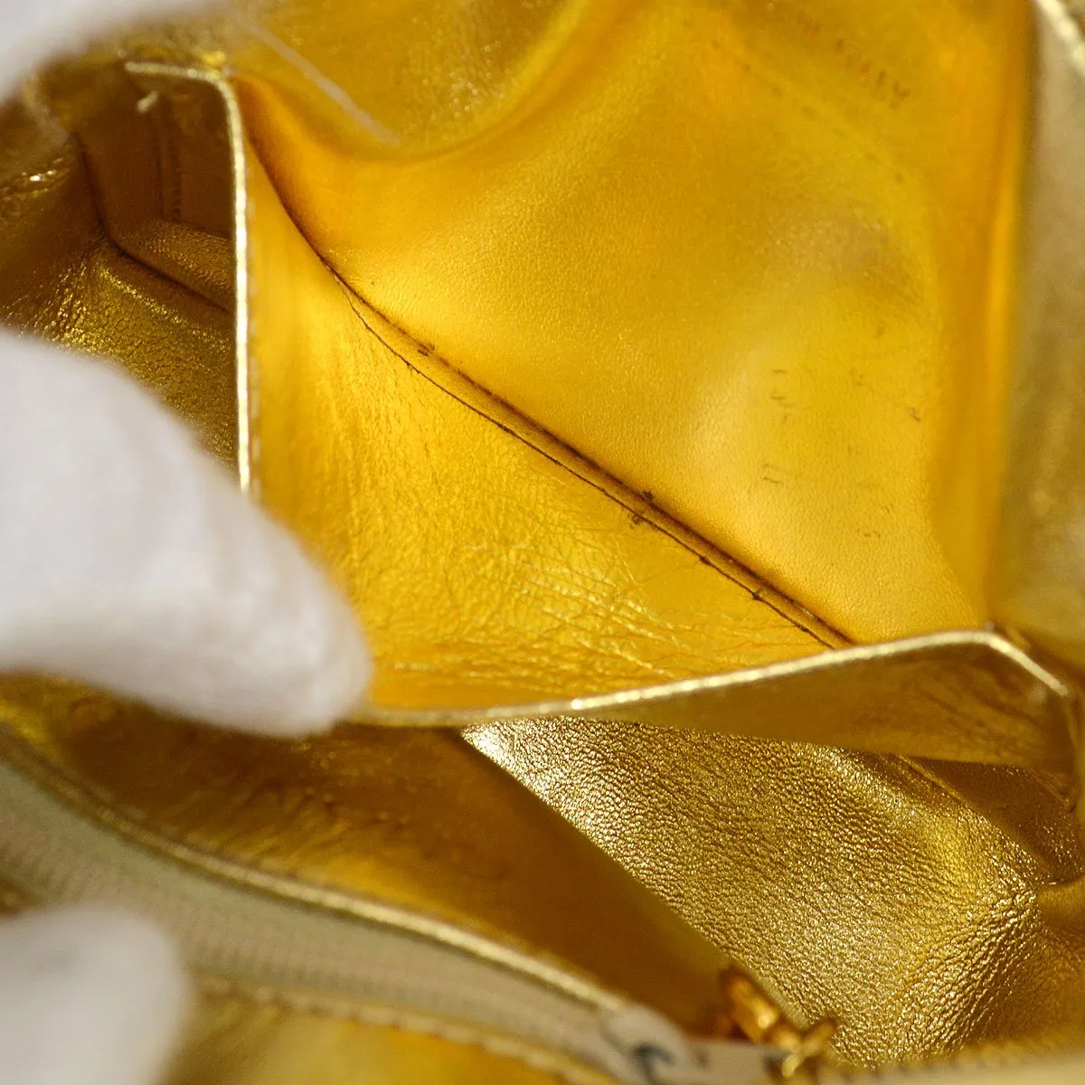 CHANEL 1996-1997 Gold Lambskin Camera Bag Mini 41954