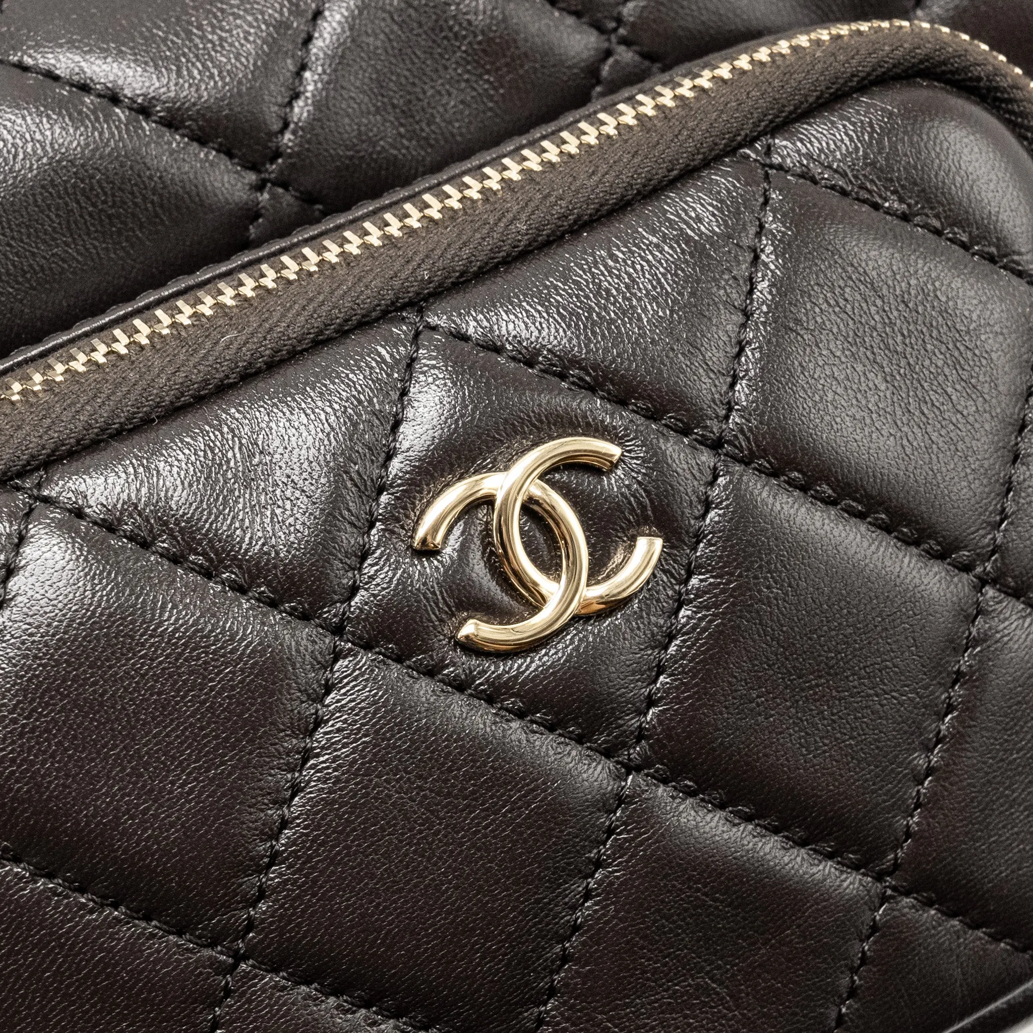 Chanel 24K Small Camera Case Bag Shiny Crumpled Lambskin Dark Brown LGHW
