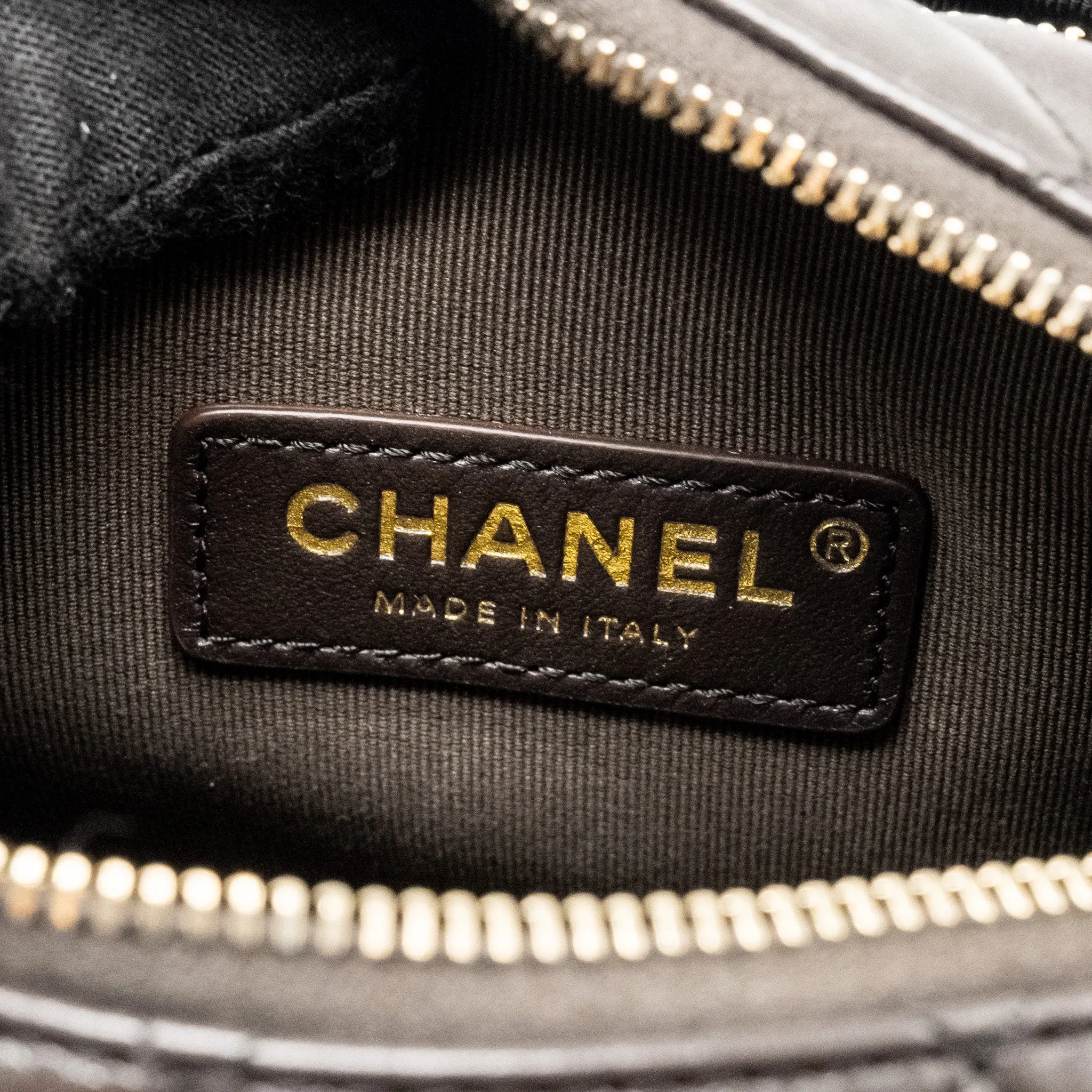 Chanel 24K Small Camera Case Bag Shiny Crumpled Lambskin Dark Brown LGHW
