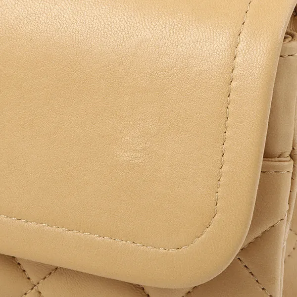 Chanel Around 1992 Made Classic Flap Chain Bag 25Cm Beige