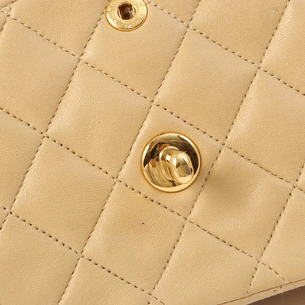 Chanel Around 1992 Made Classic Flap Chain Bag 25Cm Beige