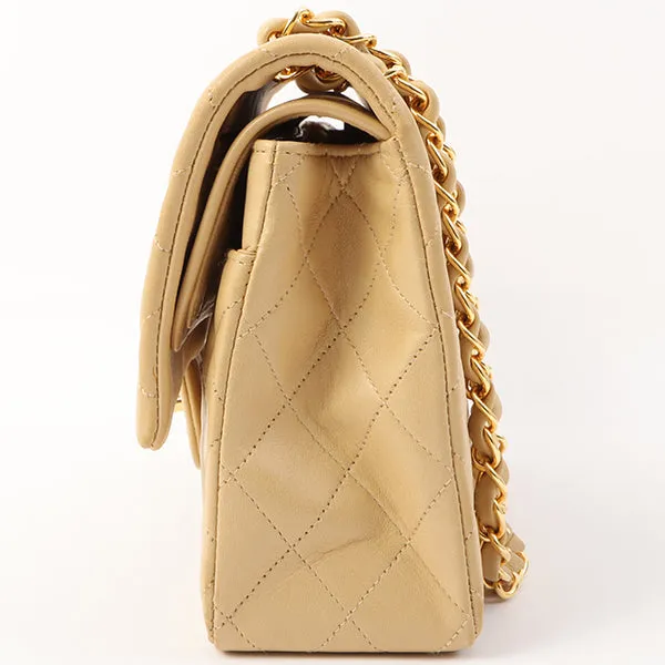 Chanel Around 1992 Made Classic Flap Chain Bag 25Cm Beige