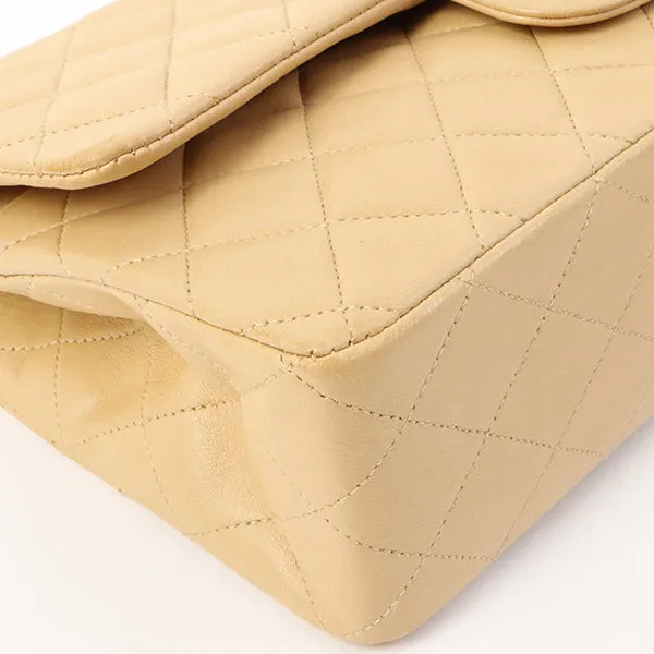 Chanel Around 1992 Made Classic Flap Chain Bag 25Cm Beige