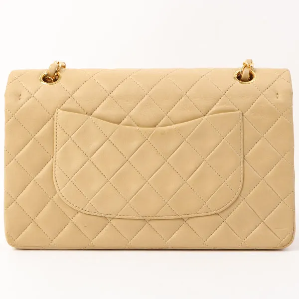Chanel Around 1992 Made Classic Flap Chain Bag 25Cm Beige