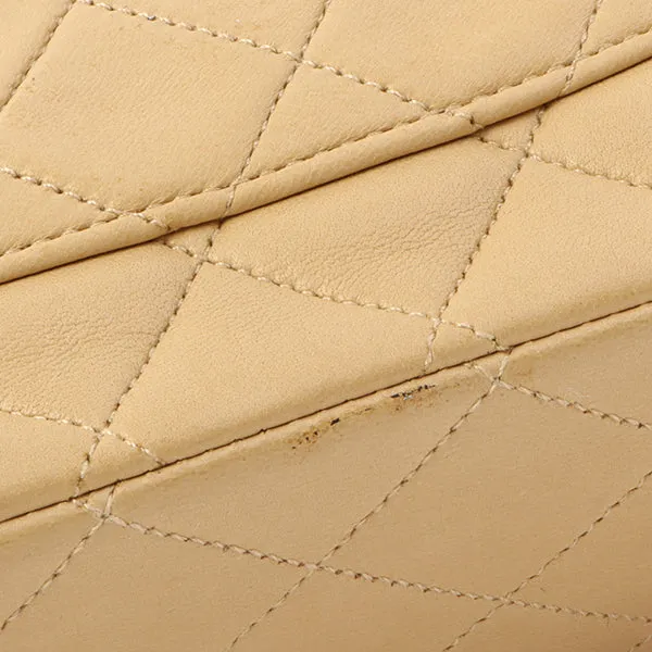 Chanel Around 1992 Made Classic Flap Chain Bag 25Cm Beige