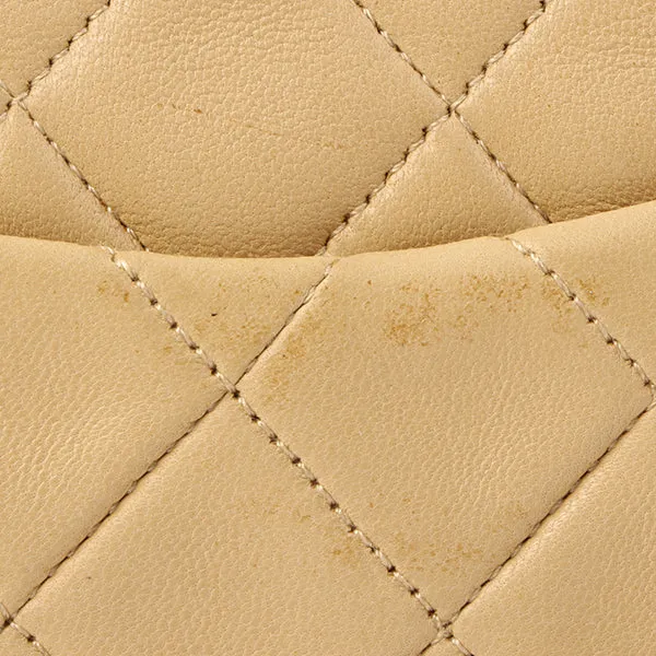 Chanel Around 1992 Made Classic Flap Chain Bag 25Cm Beige