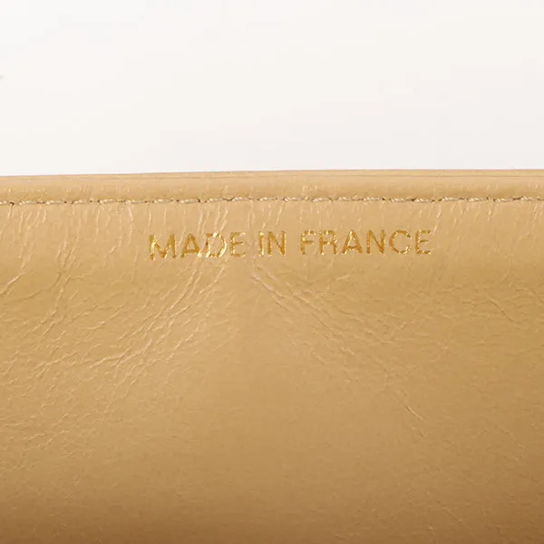 Chanel Around 1992 Made Classic Flap Chain Bag 25Cm Beige