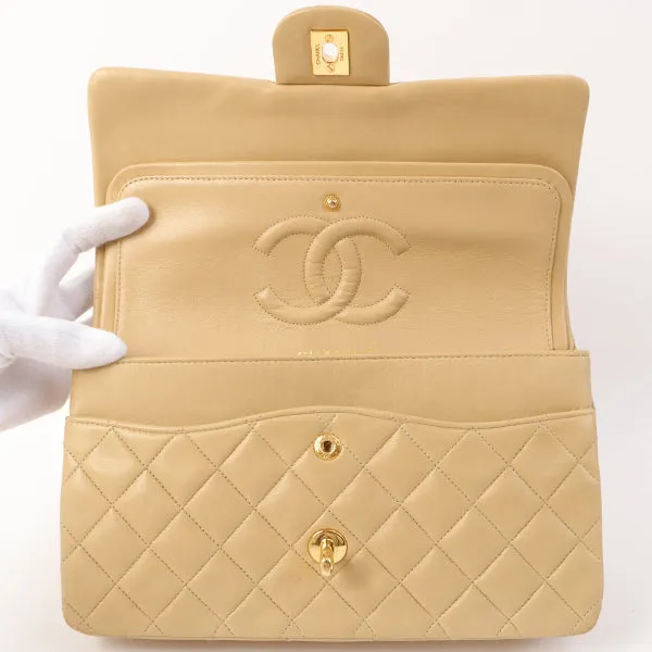 Chanel Around 1992 Made Classic Flap Chain Bag 25Cm Beige