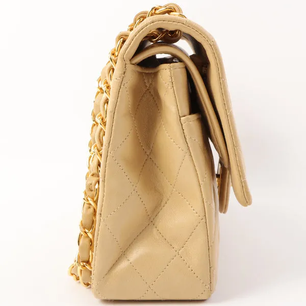 Chanel Around 1992 Made Classic Flap Chain Bag 25Cm Beige