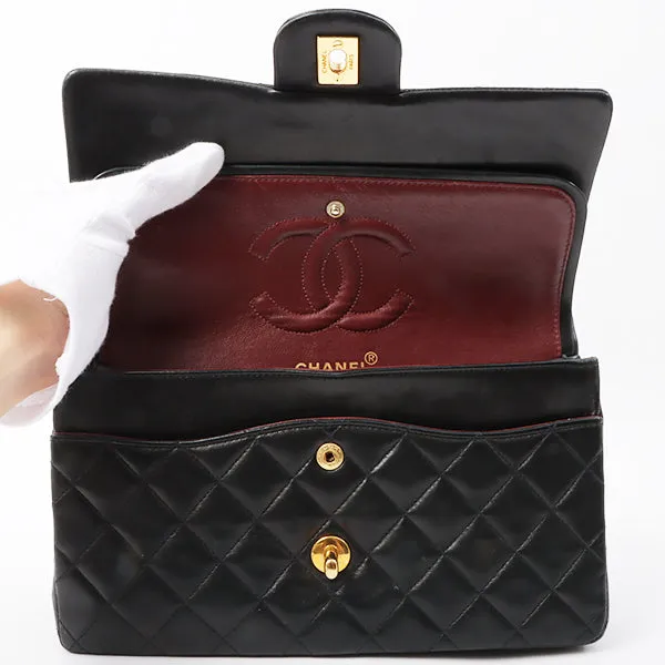 Chanel Around 1992 Made Classic Flap Chain Bag 25Cm Black