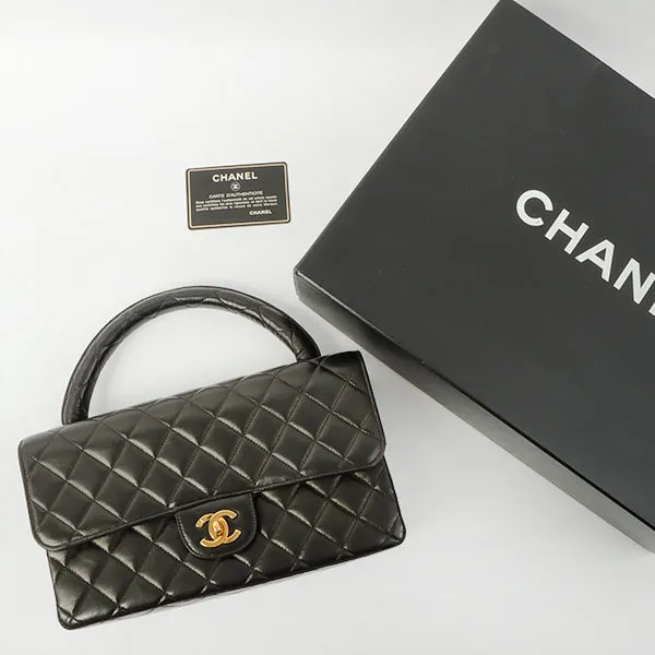 Chanel Around 1992 Made Classic Flap Hand Bag Black