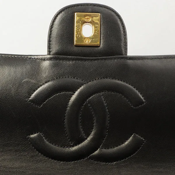 Chanel Around 1992 Made Classic Flap Hand Bag Black
