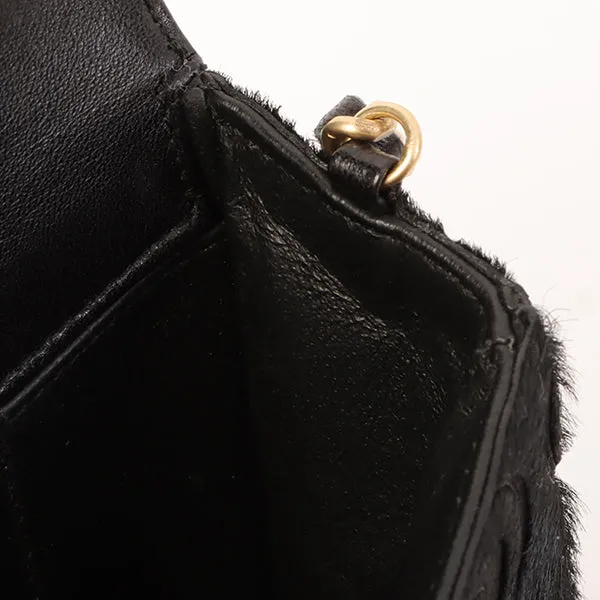 Chanel Around 2000 Made Unborn Calf Turn-Lock Logo Chain Bag Black