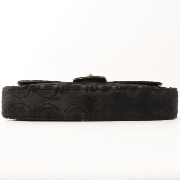 Chanel Around 2000 Made Unborn Calf Turn-Lock Logo Chain Bag Black